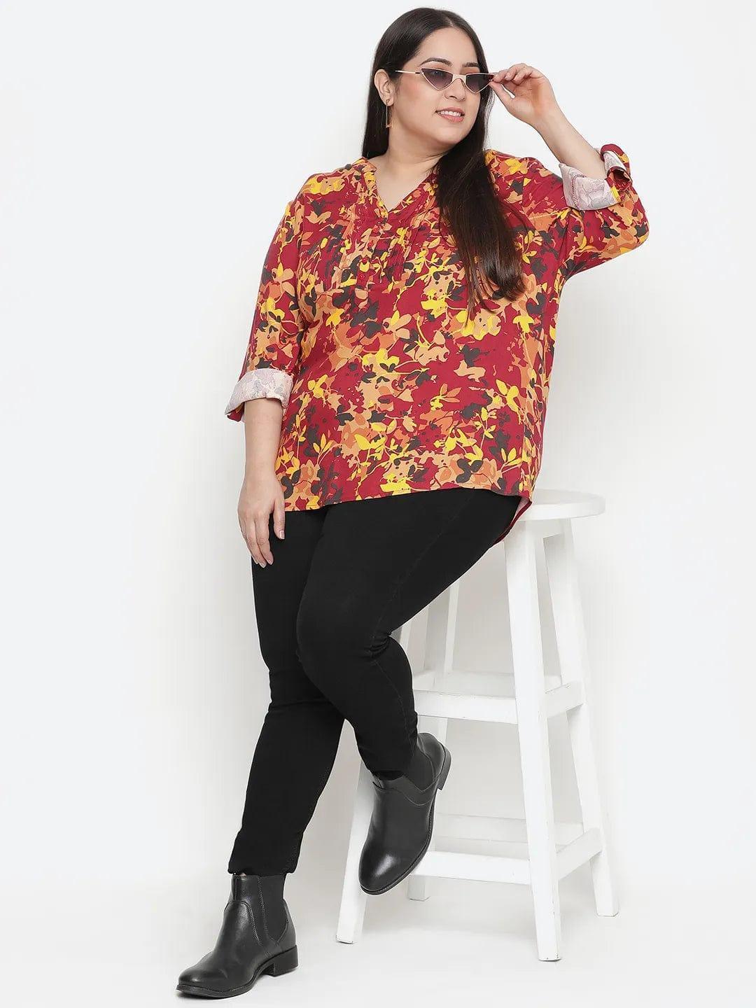 Winning Multicolor Floral Printed Plus Size Top - oxolloxo