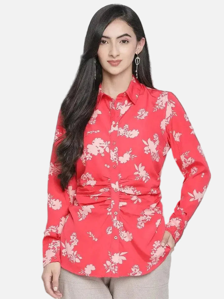 Red Floral Print Shirt