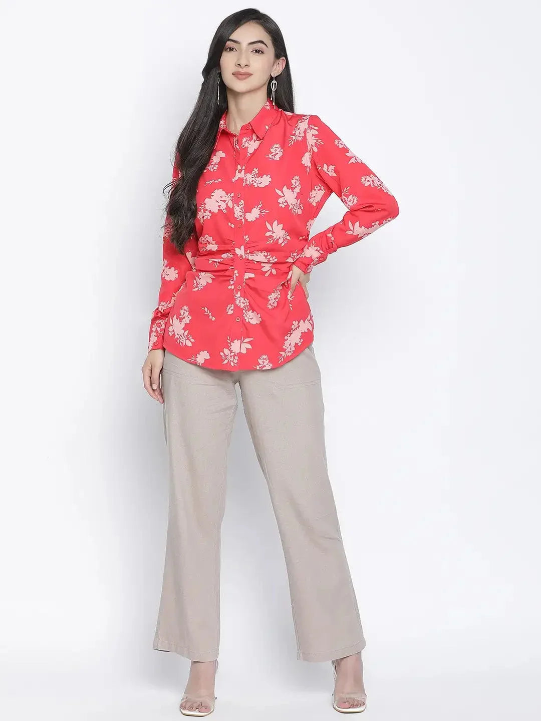Red Floral Print Shirt