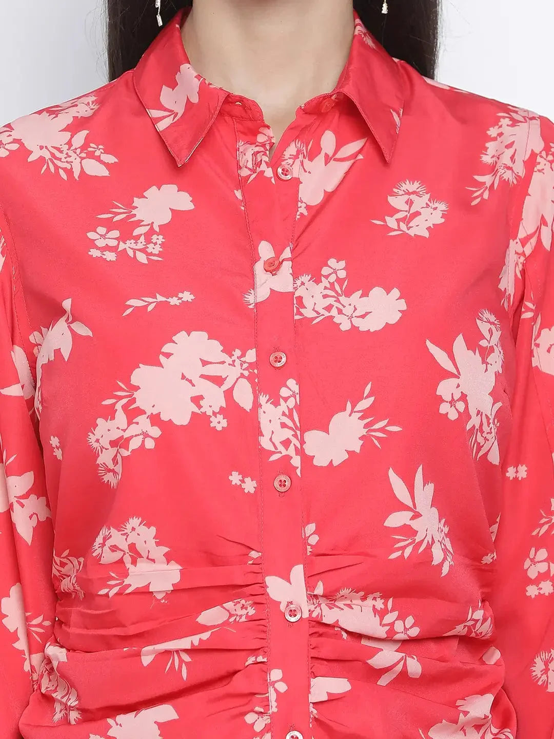 Red Floral Print Shirt