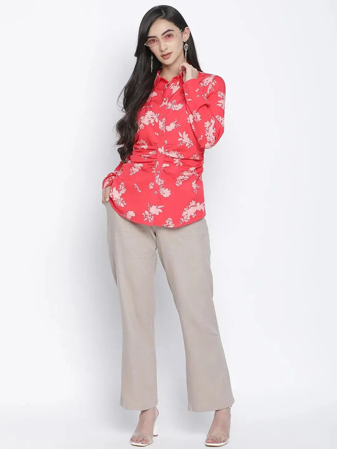 Red Floral Print Shirt