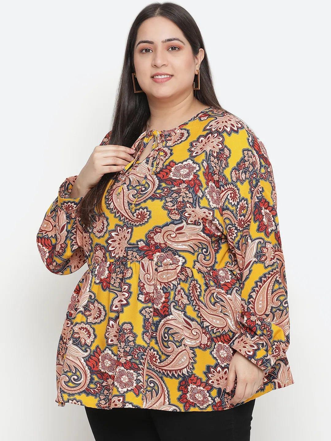 Abstarct Print Elegant Plus Size Women Loopy Top - oxolloxo