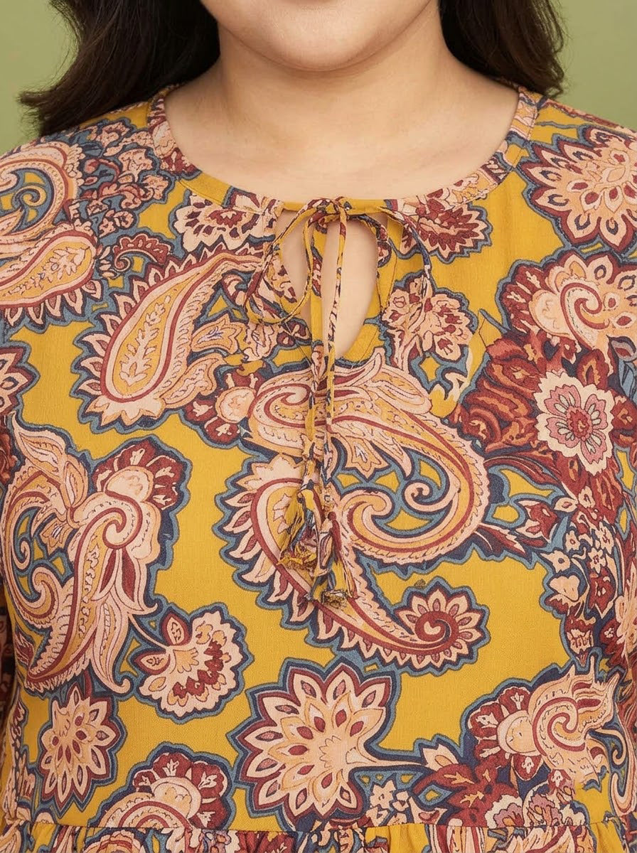 Plus Size Multicolor Floral Printed Viscose Top