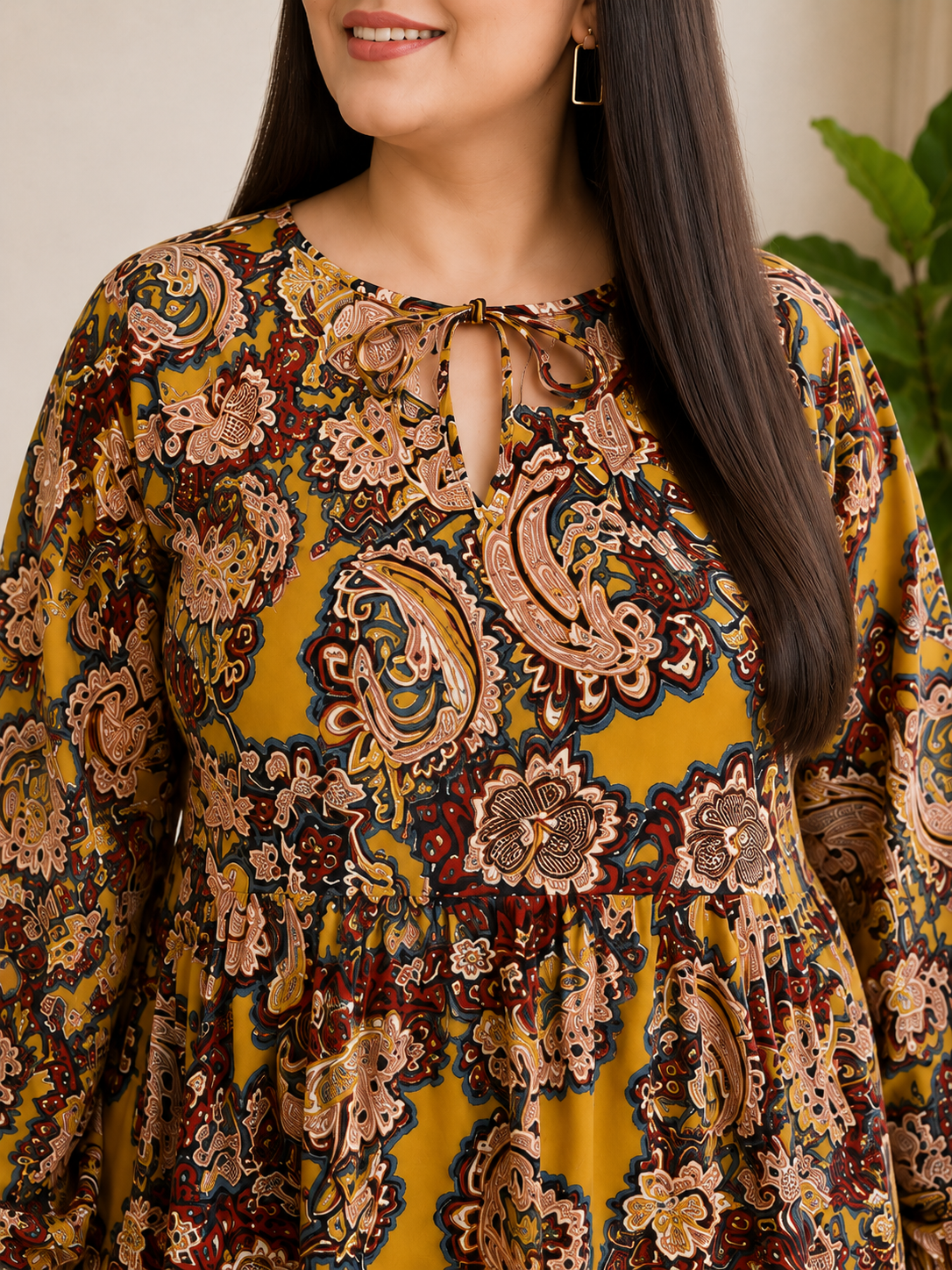 Plus Size Multicolor Floral Printed Viscose Top
