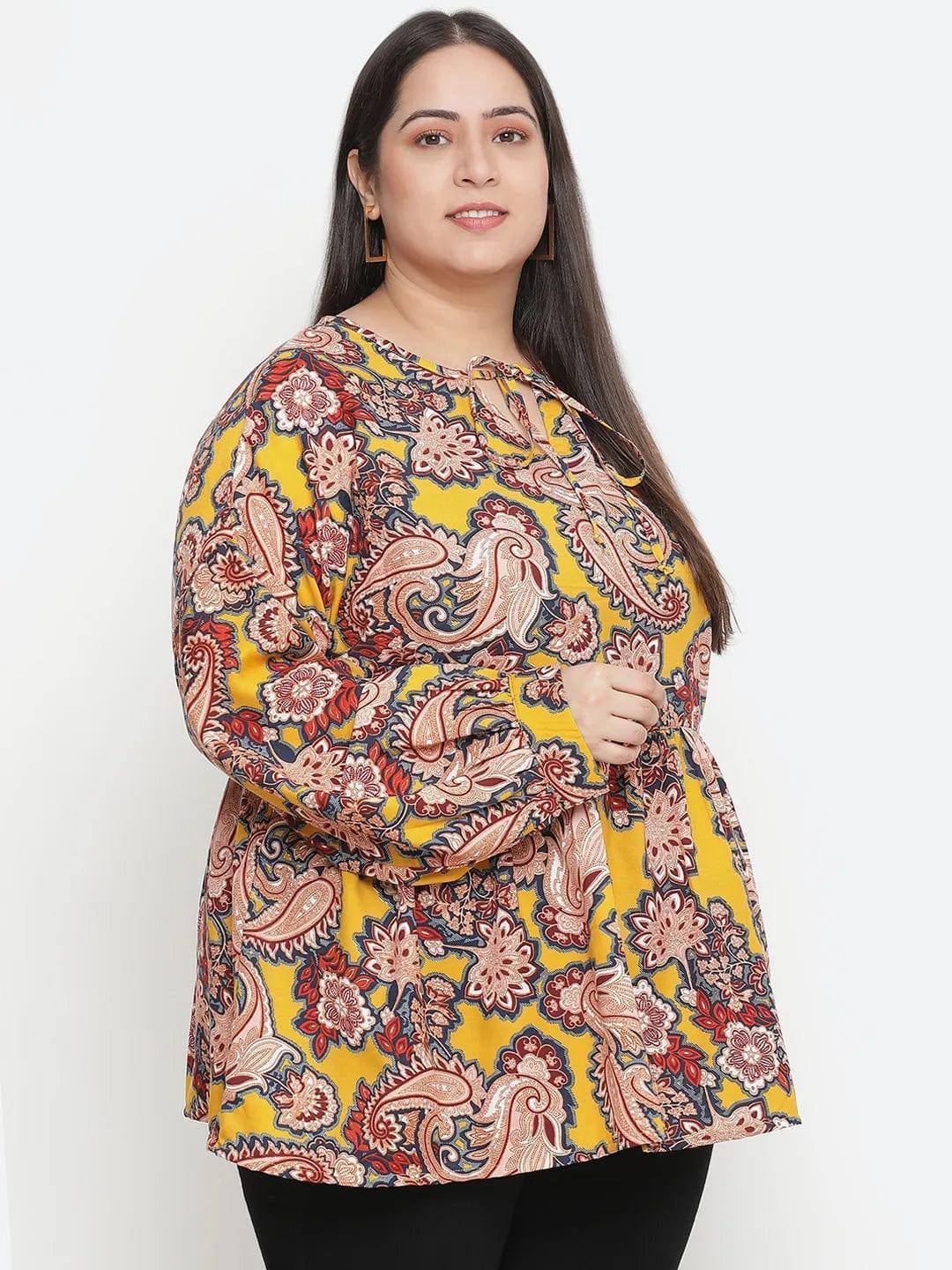 Abstarct Print Elegant Plus Size Women Loopy Top - oxolloxo