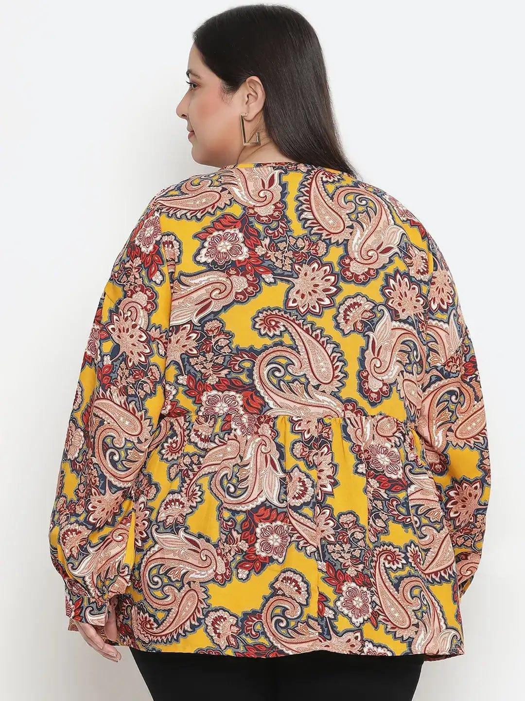 Abstarct Print Elegant Plus Size Women Loopy Top - oxolloxo