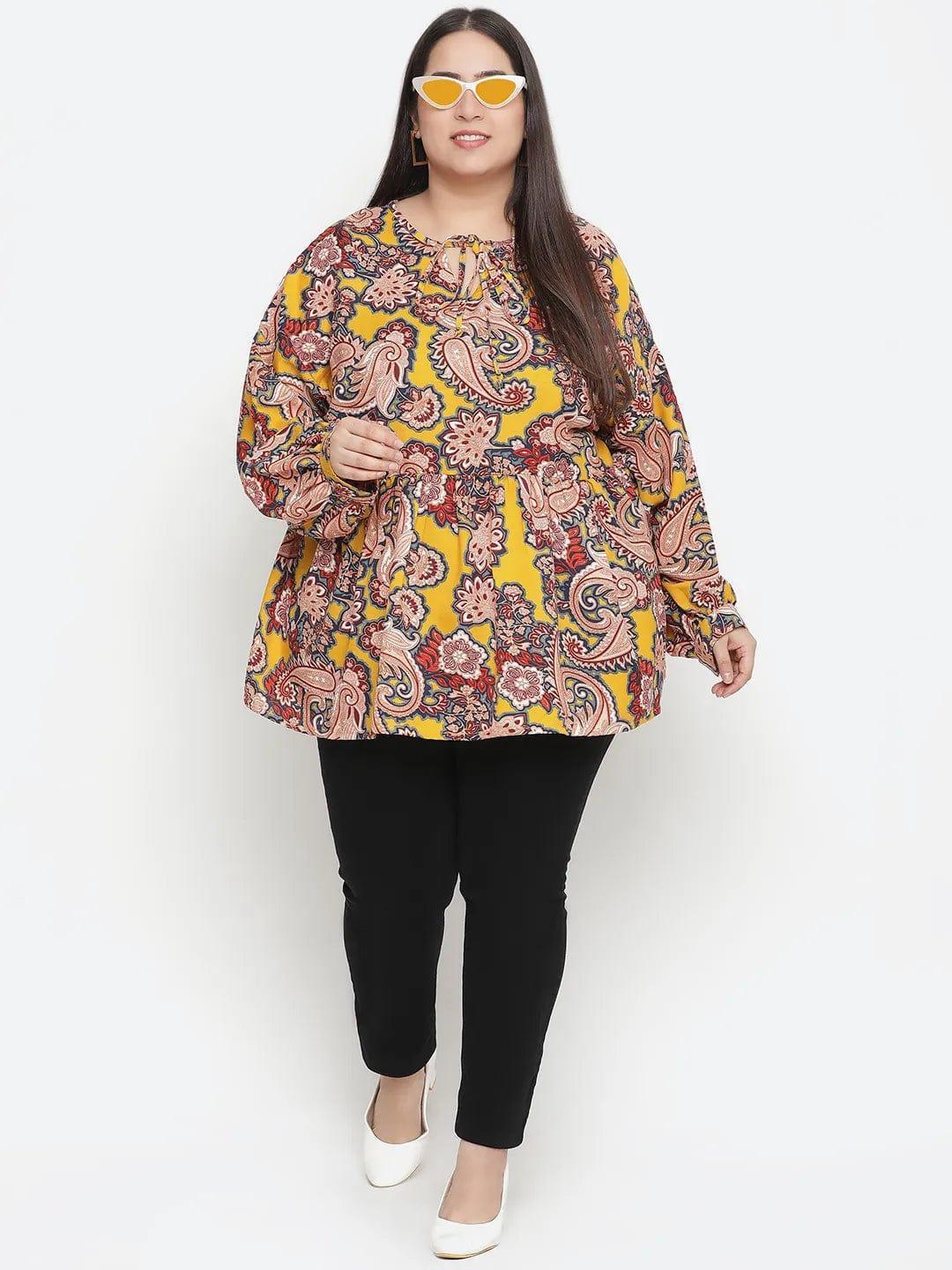 Abstarct Print Elegant Plus Size Women Loopy Top - oxolloxo