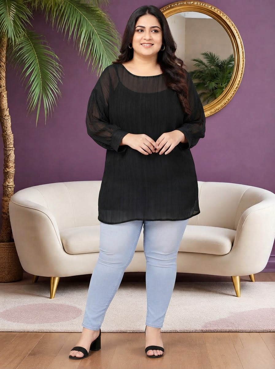 Plus Size Black Top