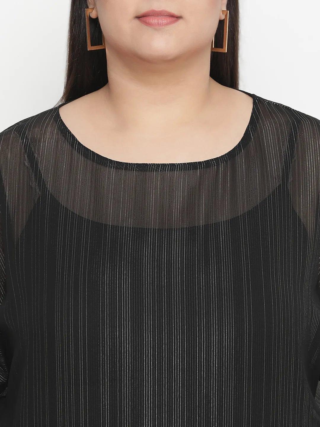 Panaro Solid Black Plus Size Women Top - oxolloxo