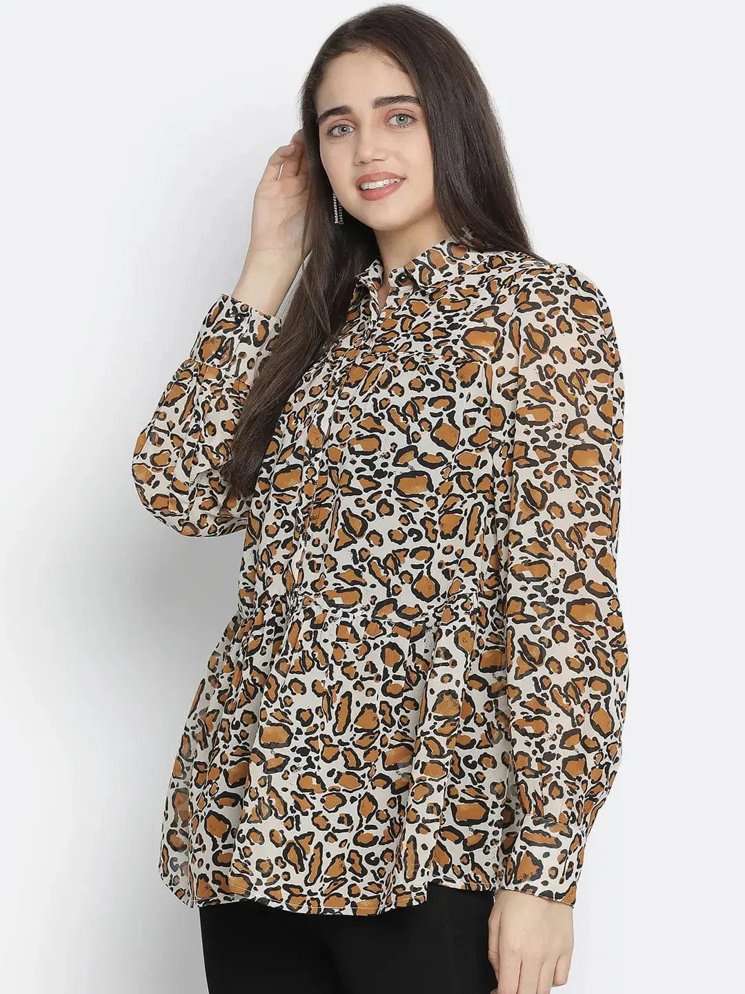 sulit-happy-brown-animal-print-women-shirt