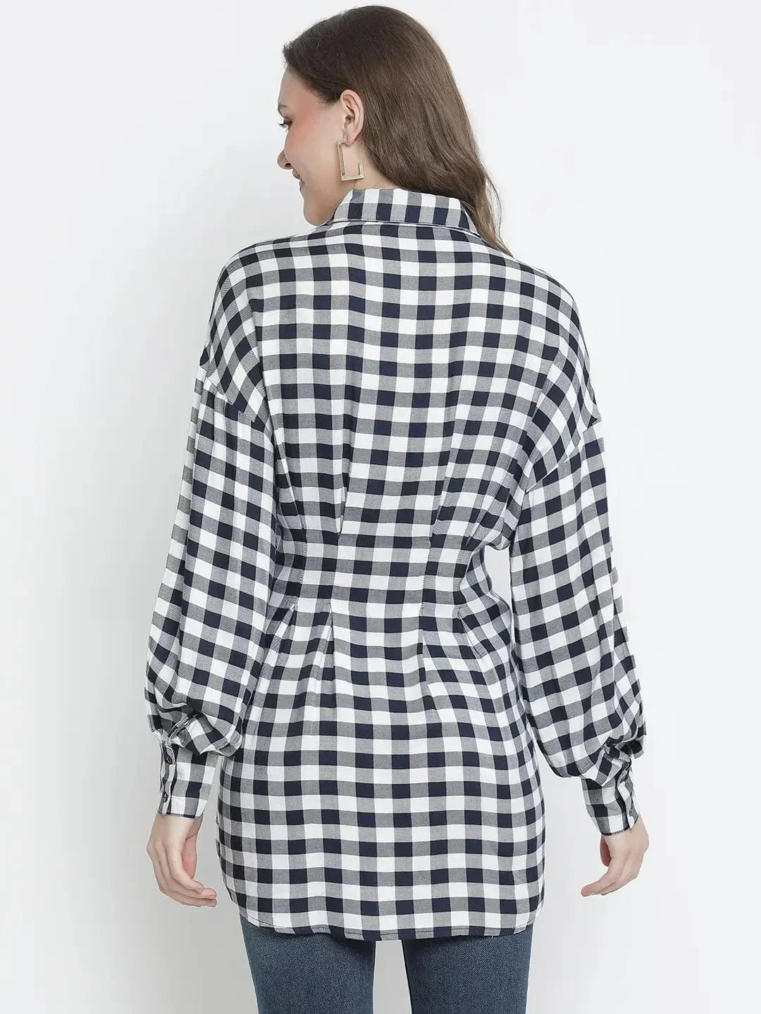 Check Mezz Button-Down Women Tunic - oxolloxo