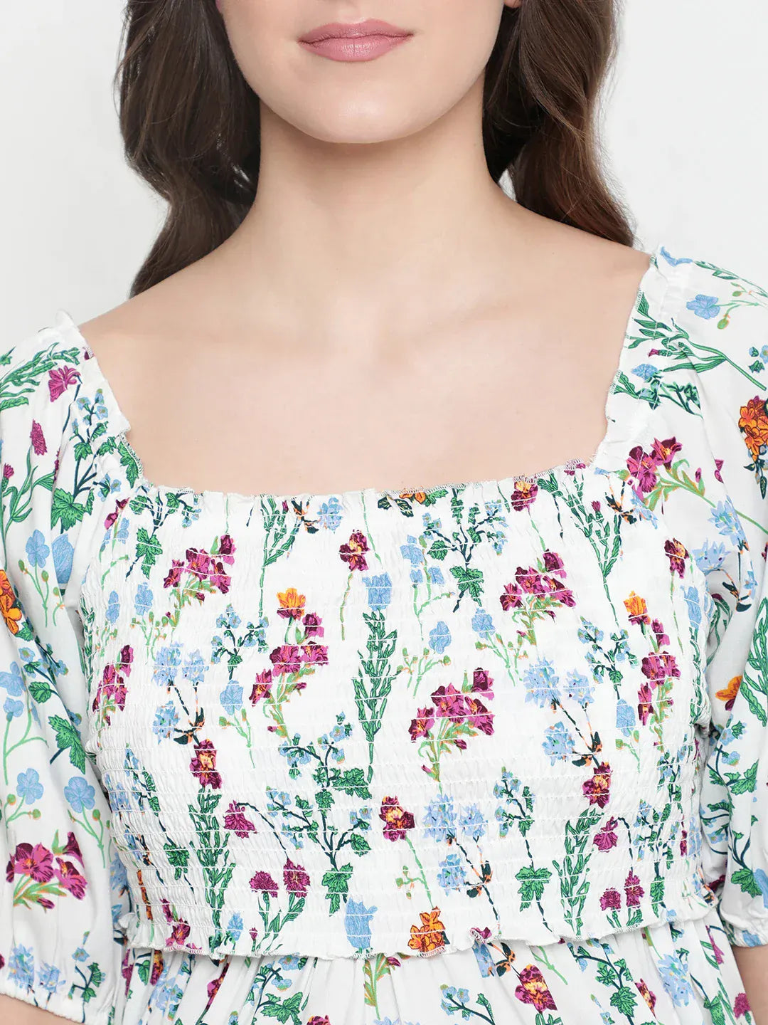 White Floral Print Maternity Dress