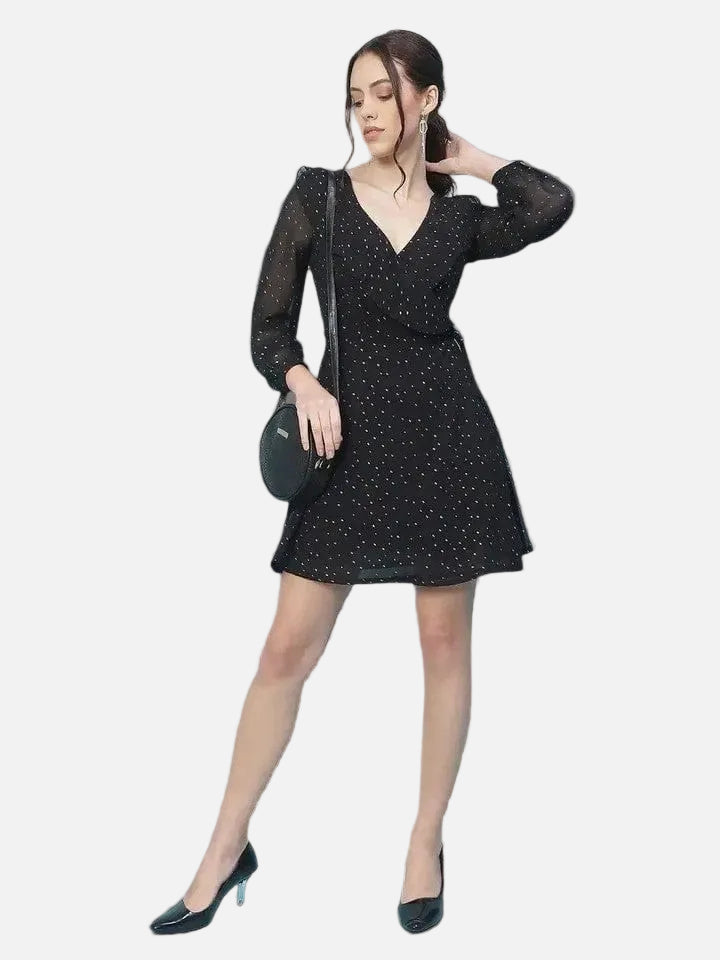 Black Foil Print Dress