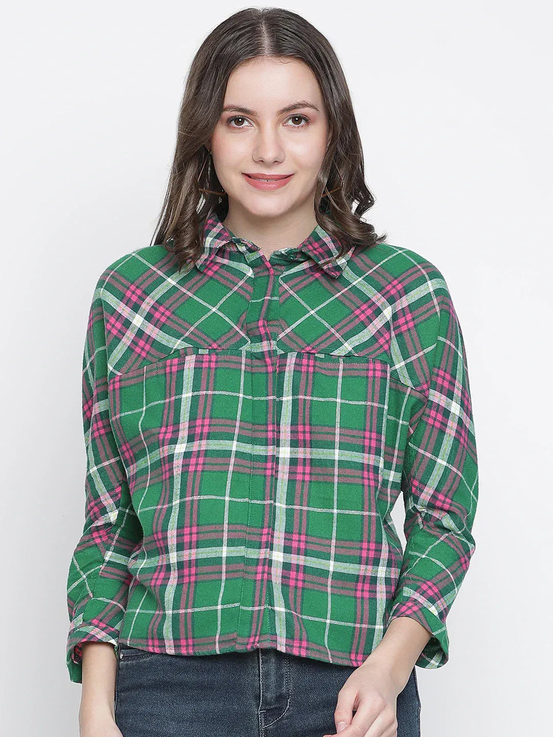 Green Check Print Shirt