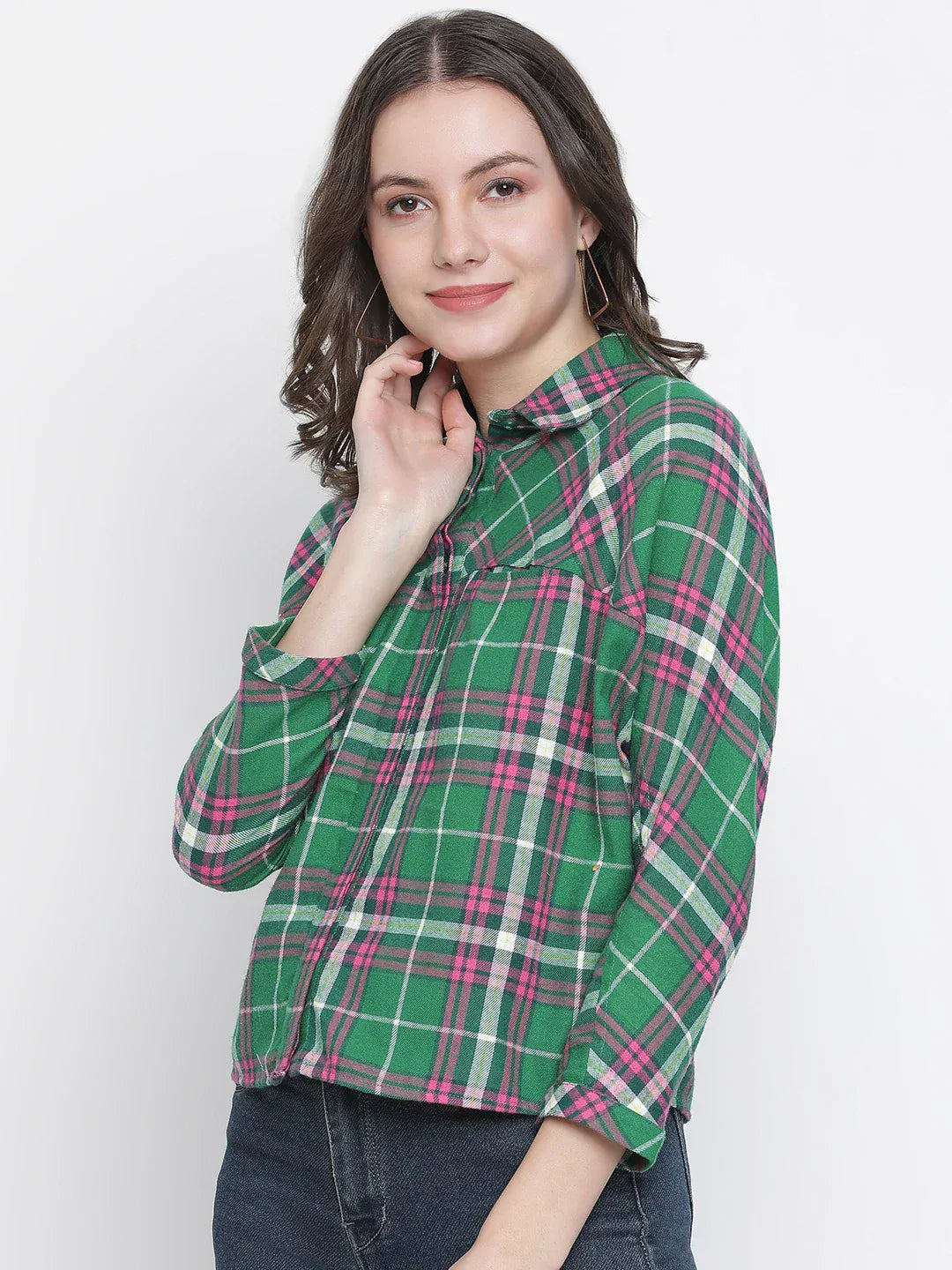 Green Check Print Shirt