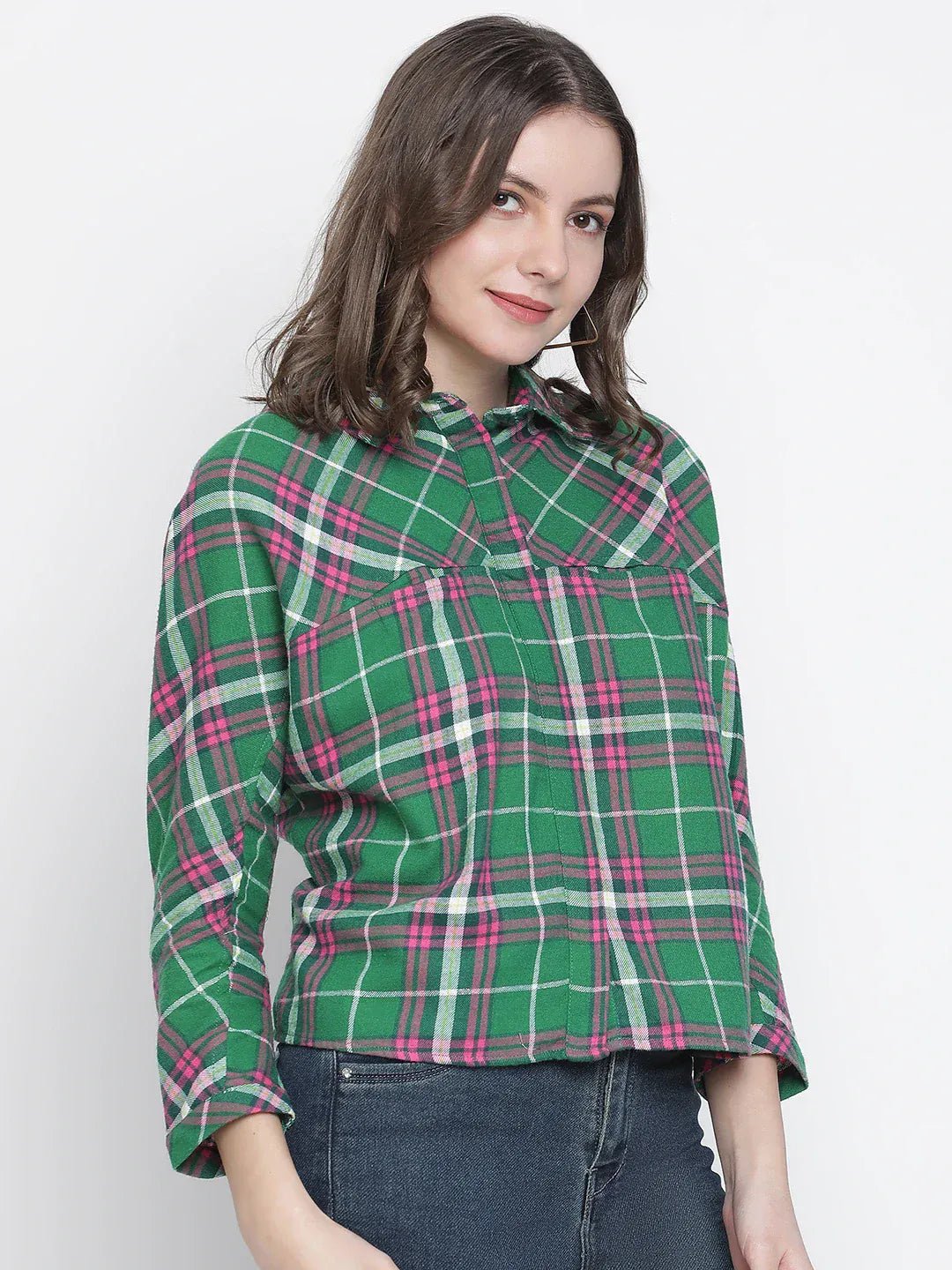 Green Check Print Shirt