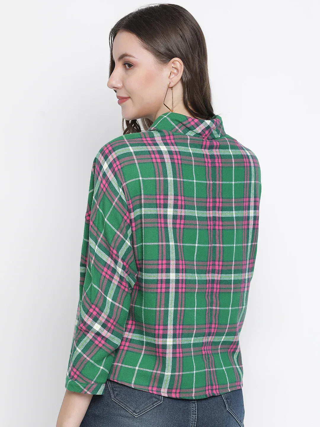 Green Check Print Shirt