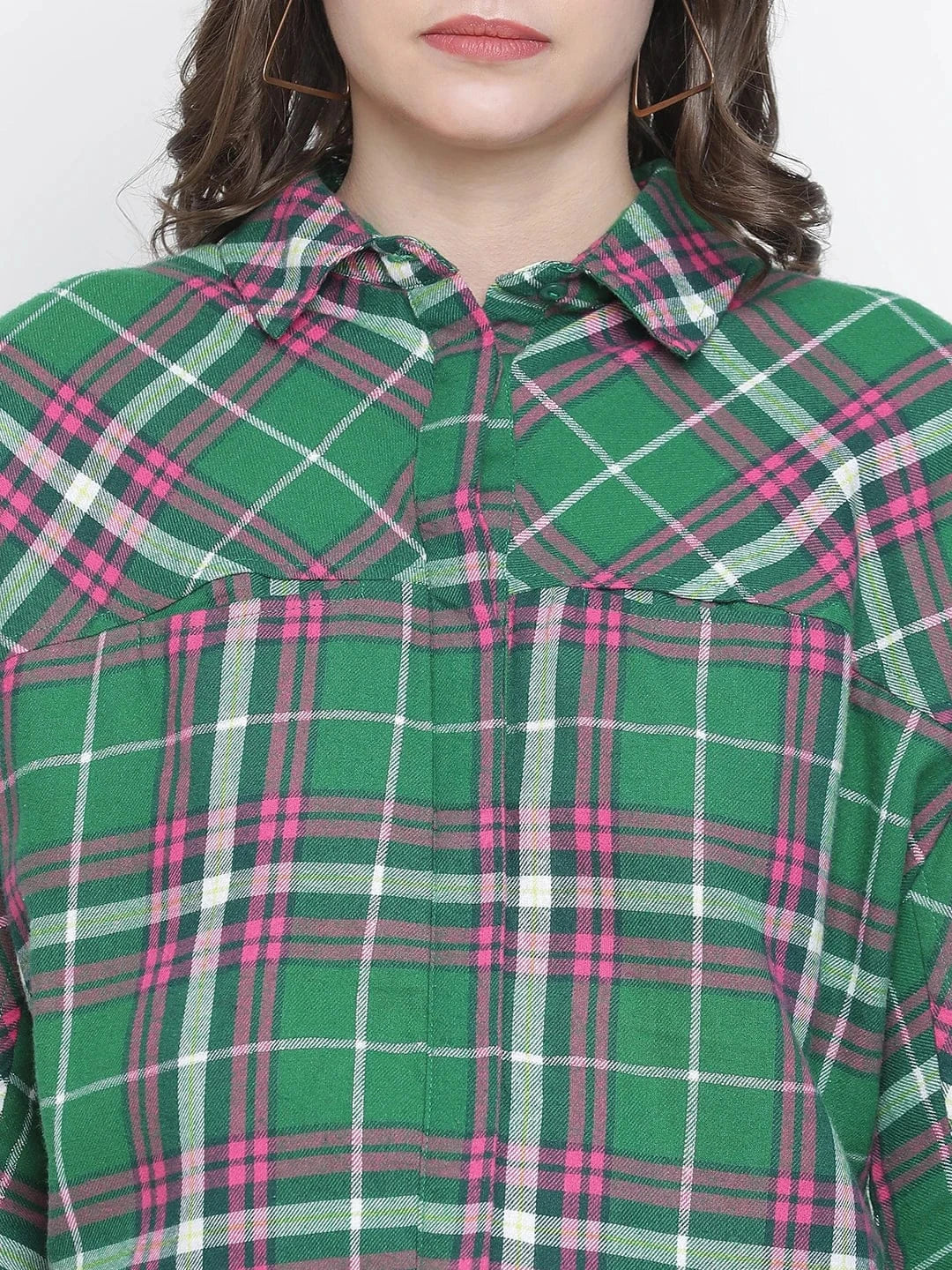 Green Check Print Shirt