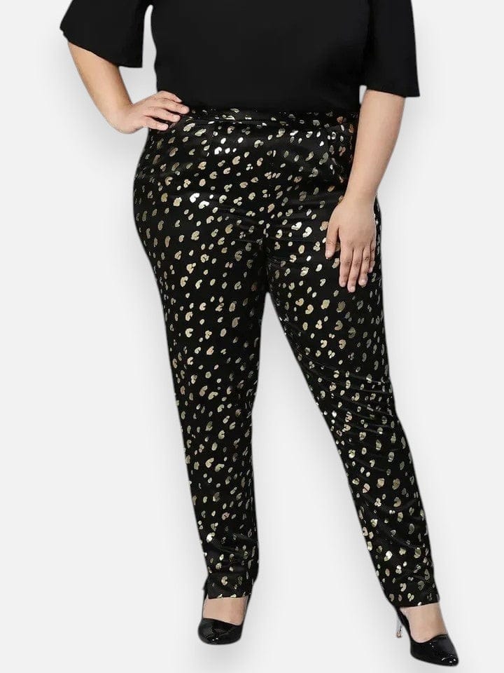 Plus Size Black Foil Print Pant
