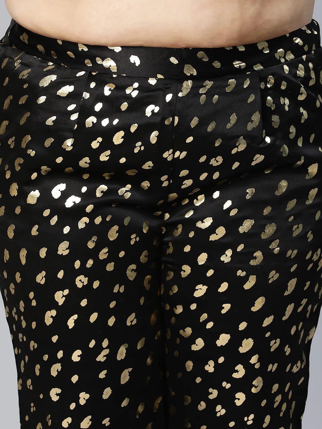 Plus Size Black Foil Print Pant