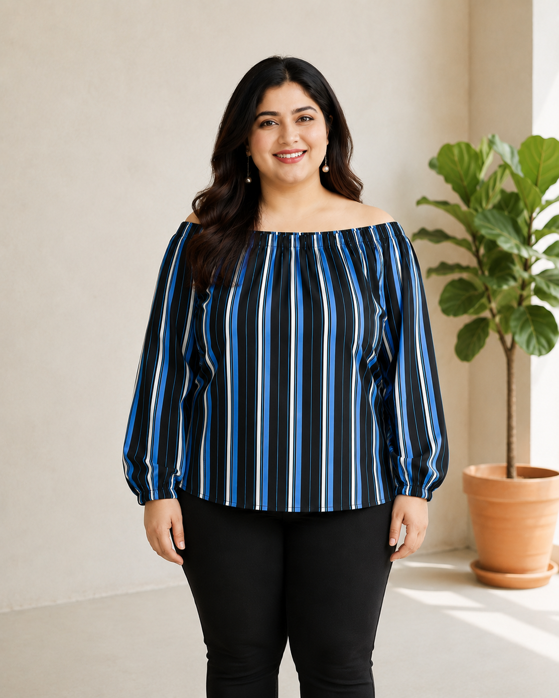 Plus Size Multicolor Stripe Top