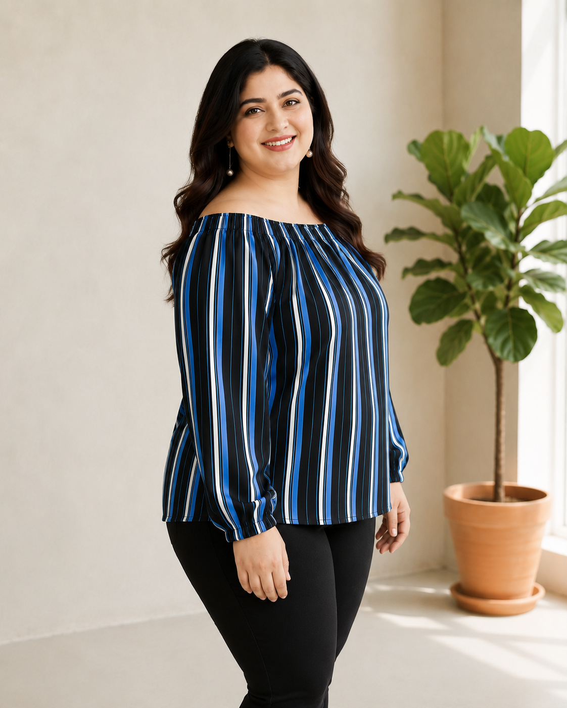 Plus Size Multicolor Stripe Top