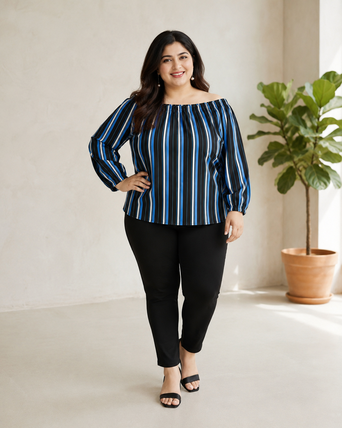 Plus Size Multicolor Stripe Top