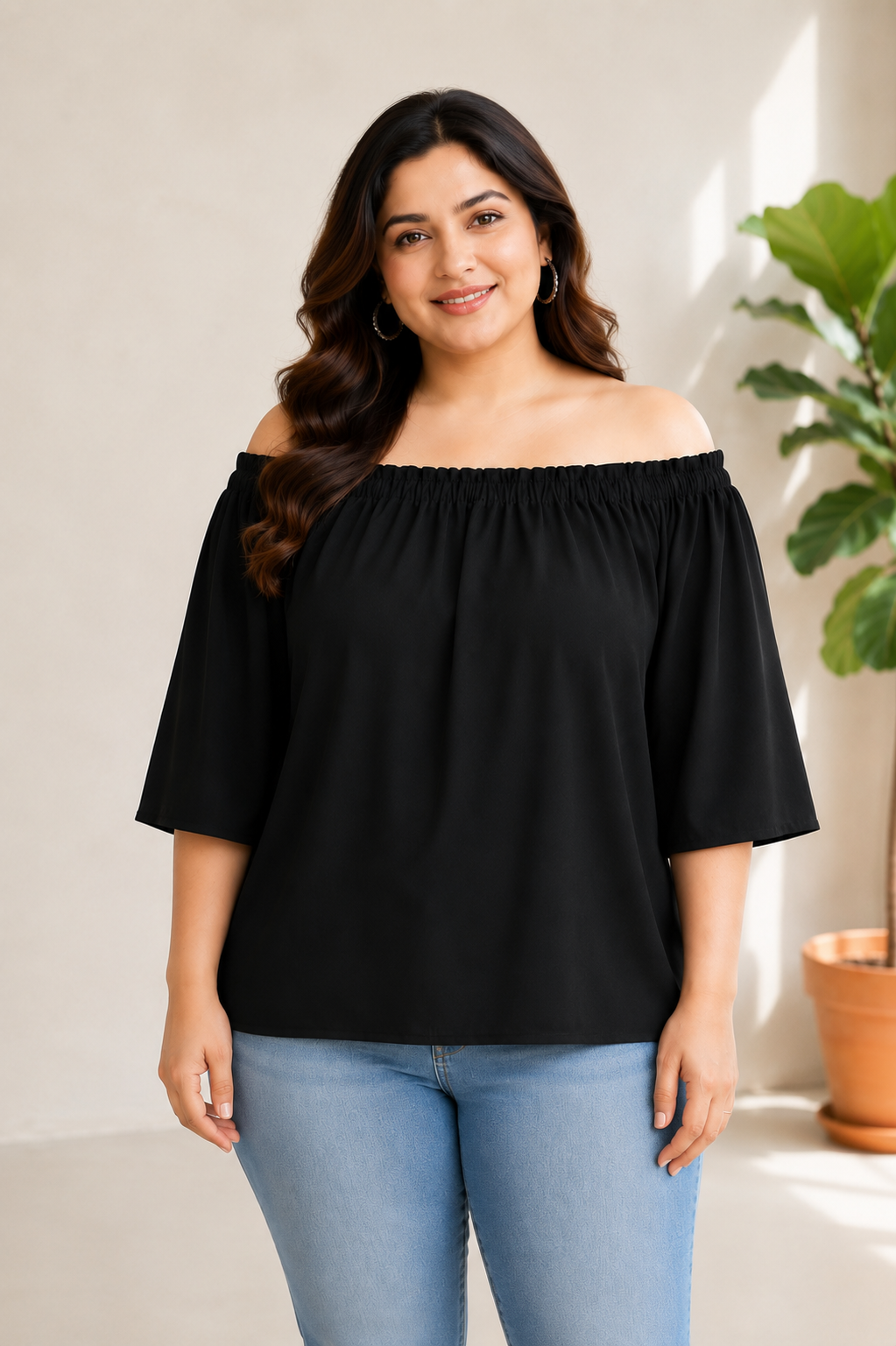 Plus Size Black Top