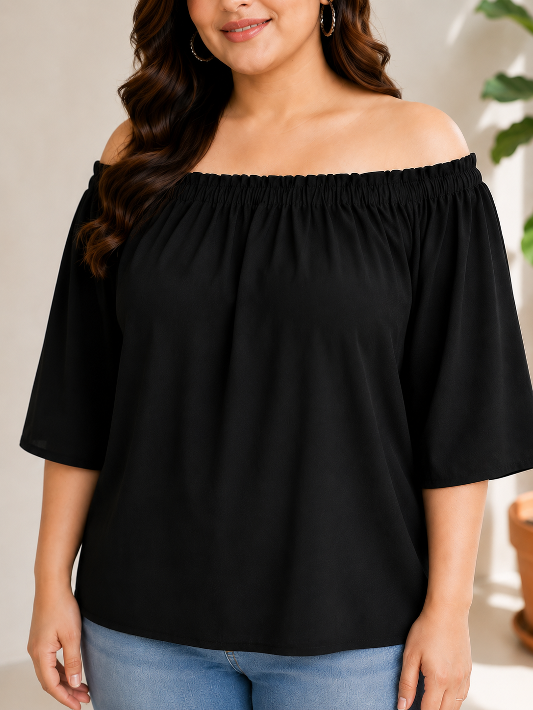 Plus Size Black Top