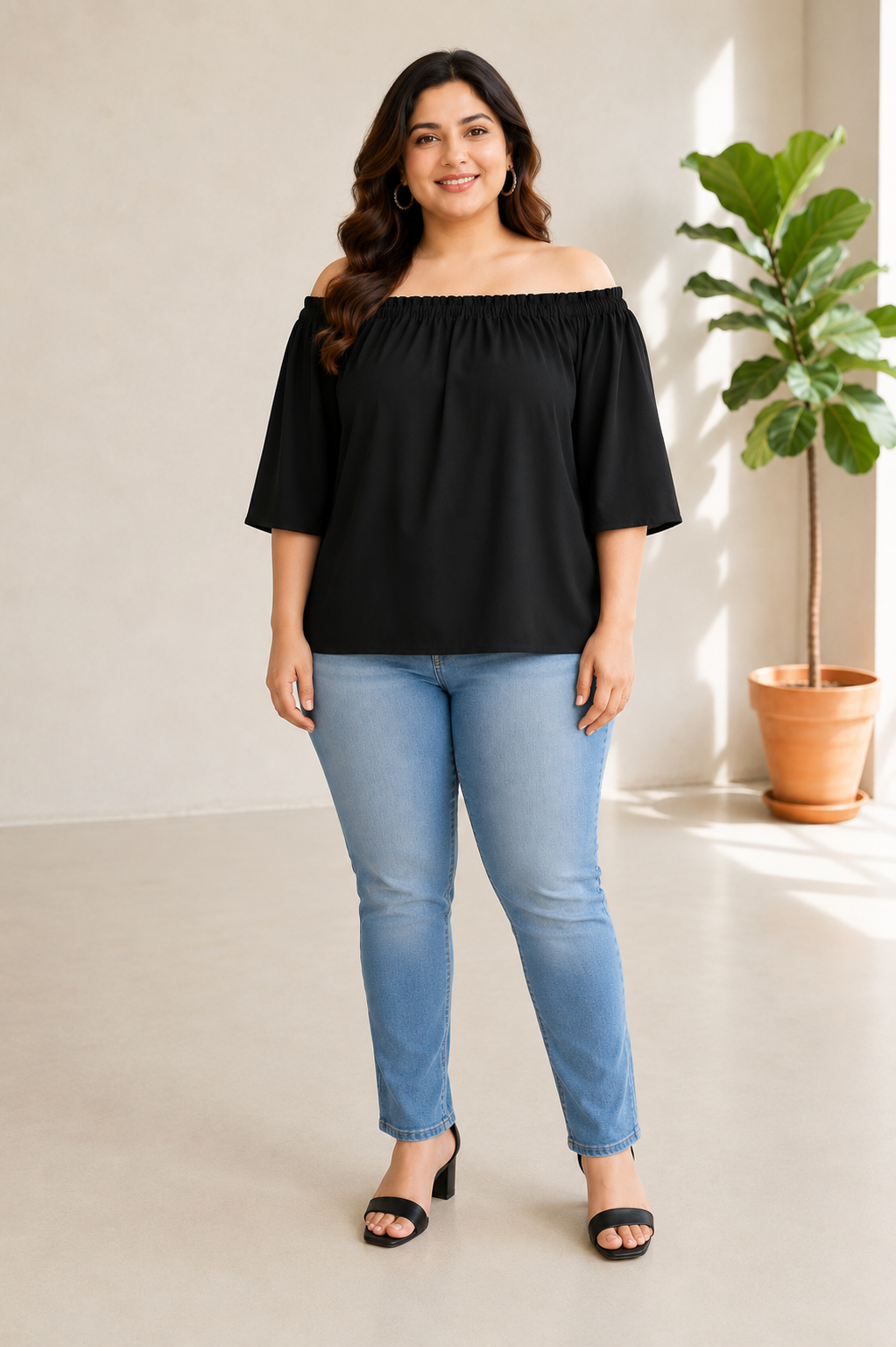 Plus Size Black Top