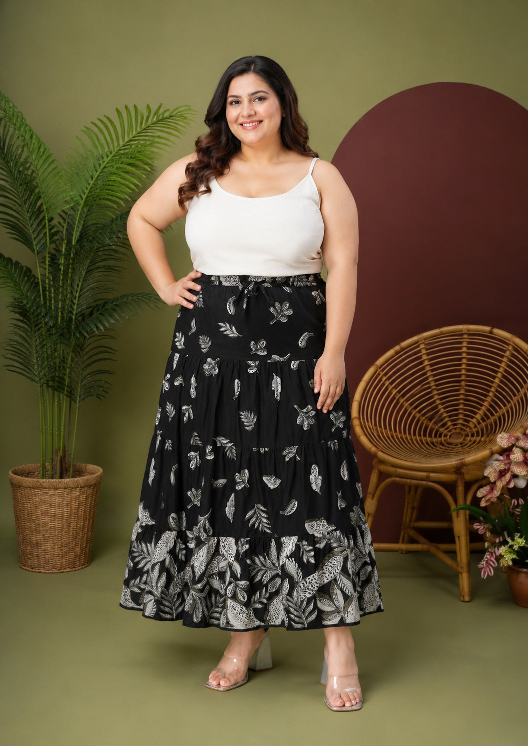 Women Plus Size Cotton Skirt