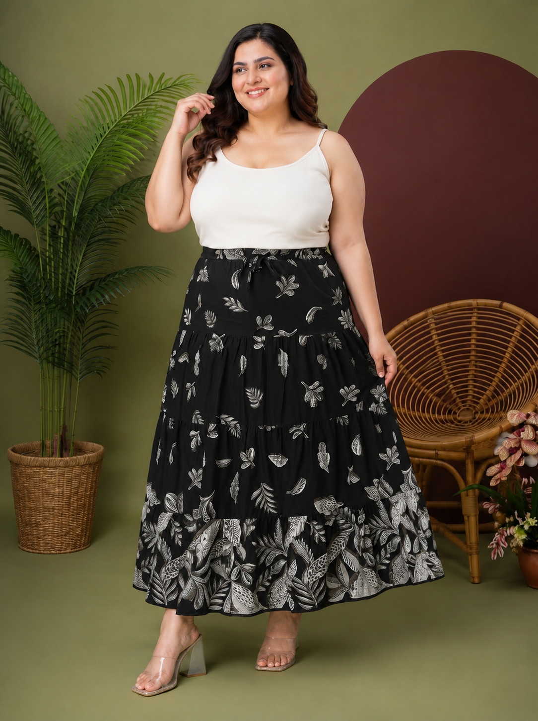Women Plus Size Cotton Skirt