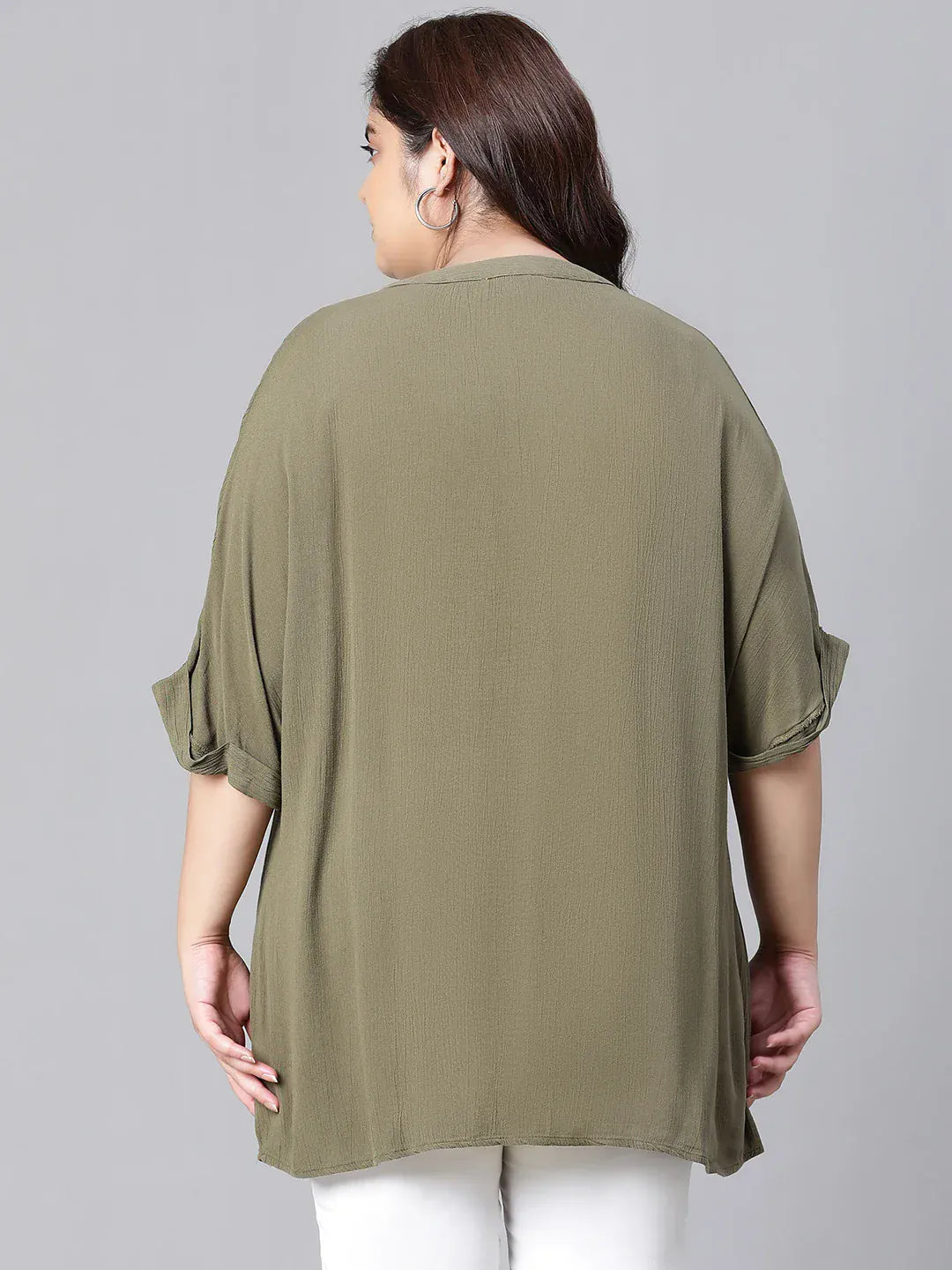 plush-green-v-neck-plus-size-women-top