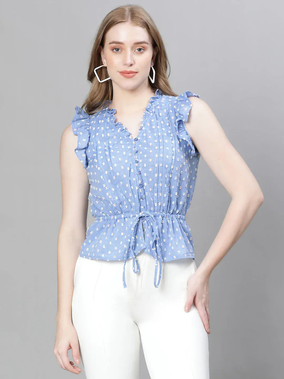 Women Blue Cotton Top