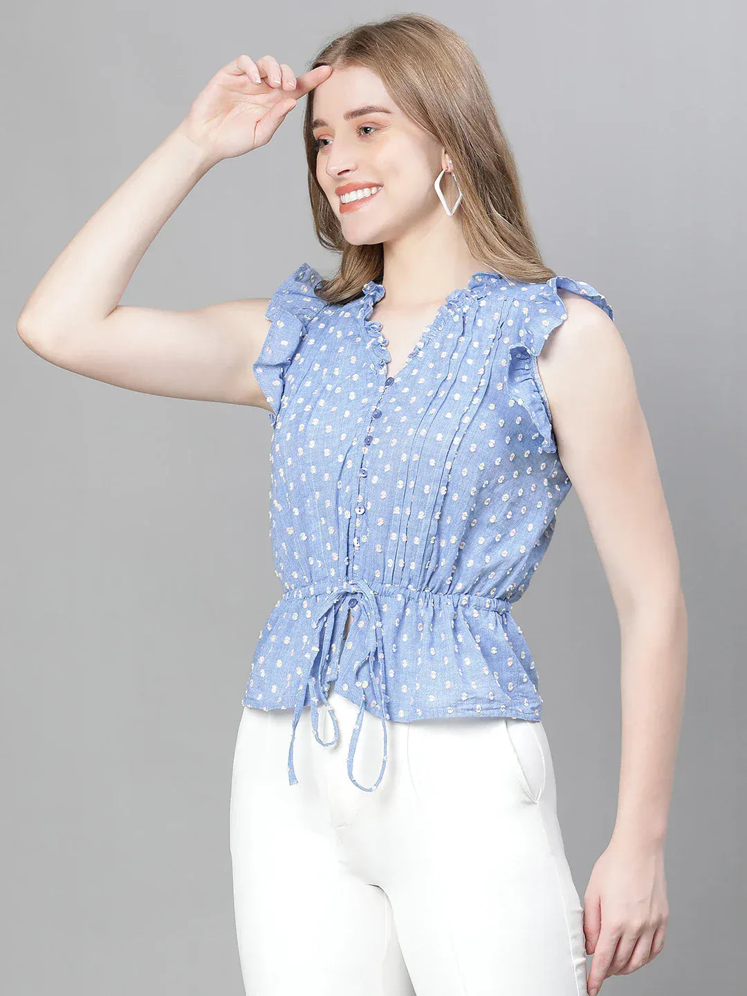 Women Blue Cotton Top