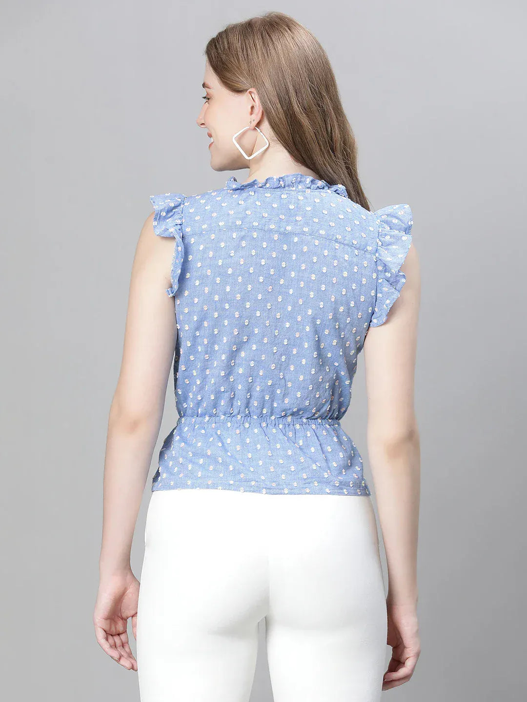 Women Blue Cotton Top