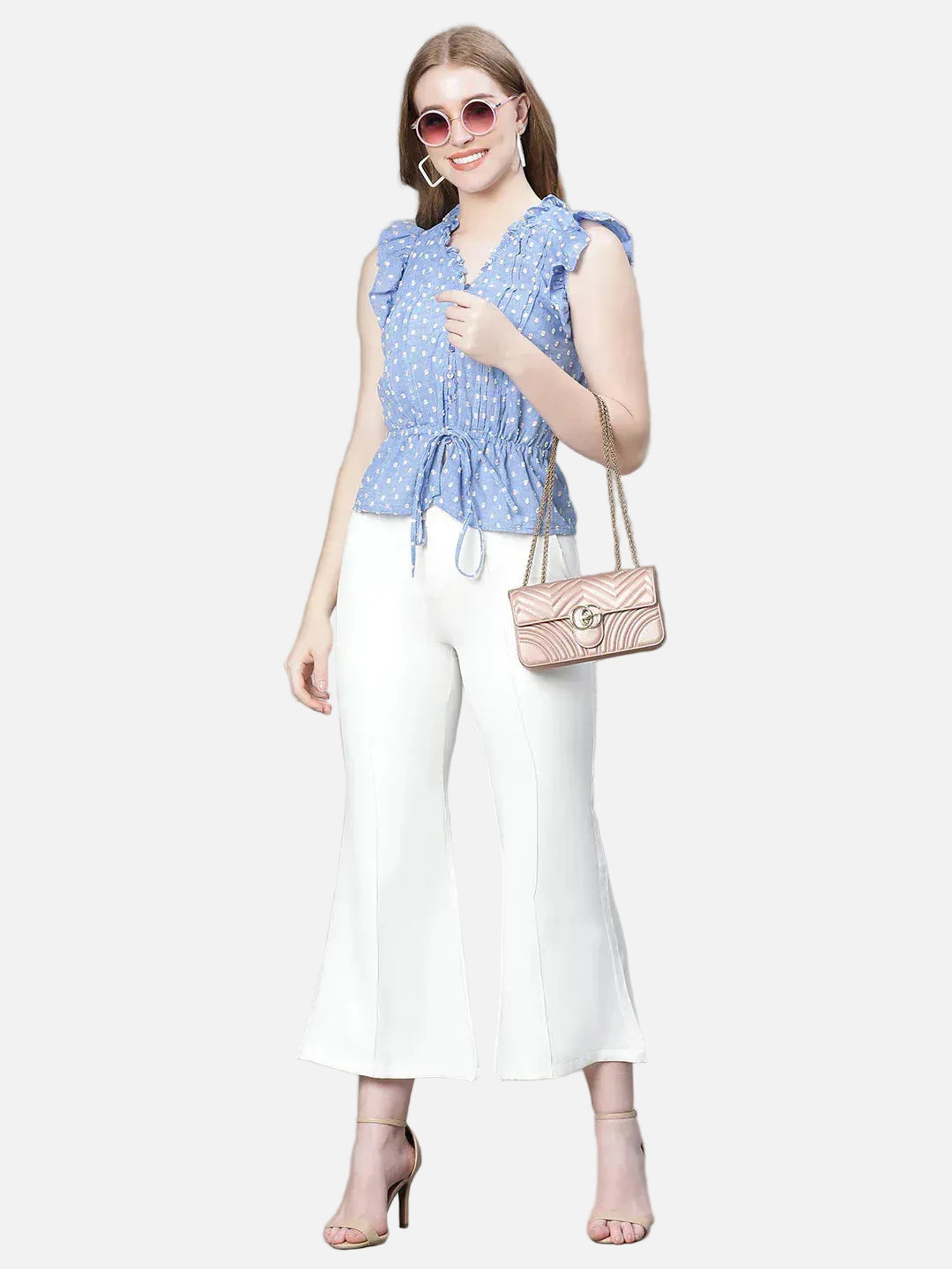 Women Blue Cotton Top
