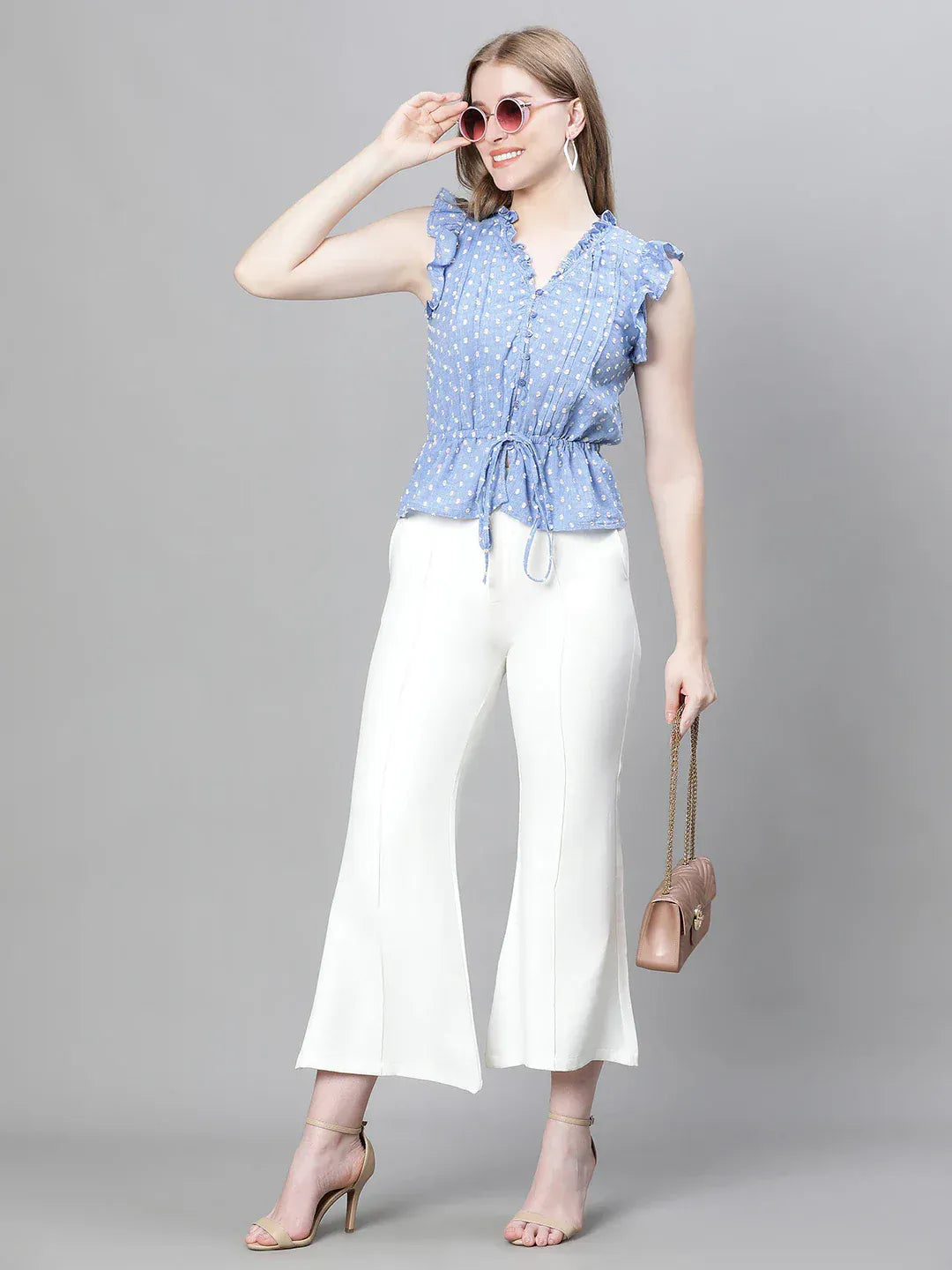 Women Blue Cotton Top