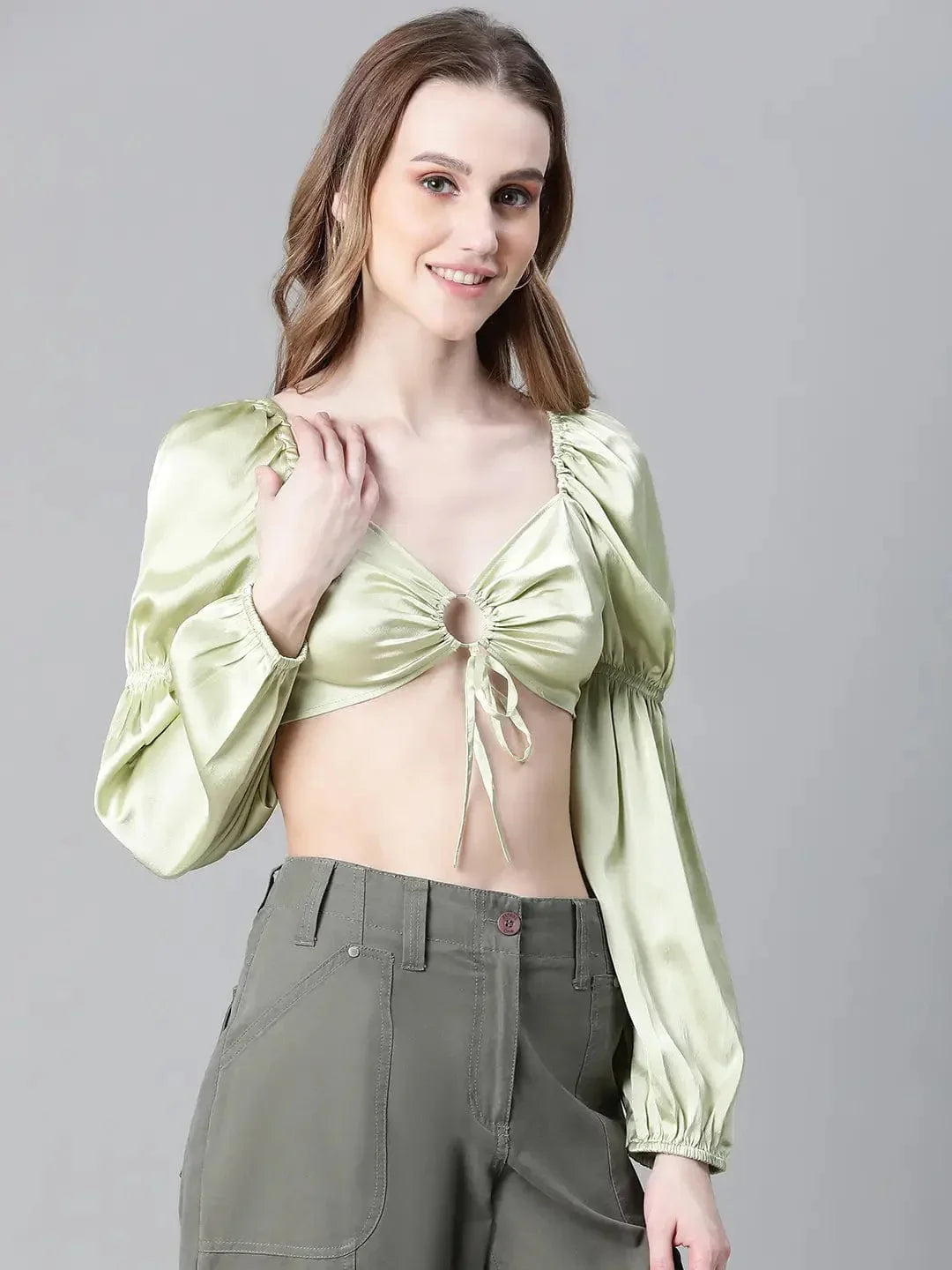Women's Green Crop Top