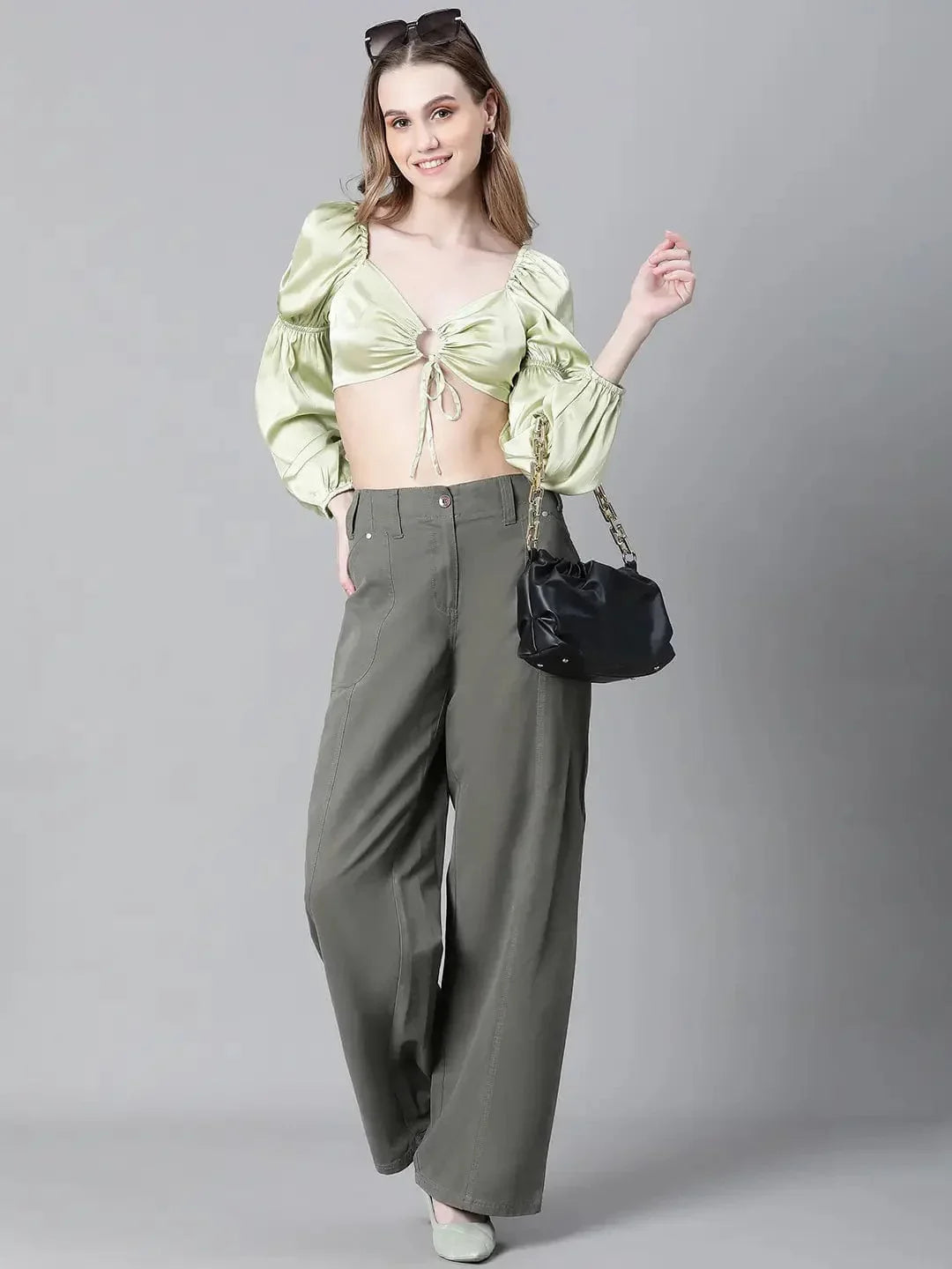Women's Green Crop Top