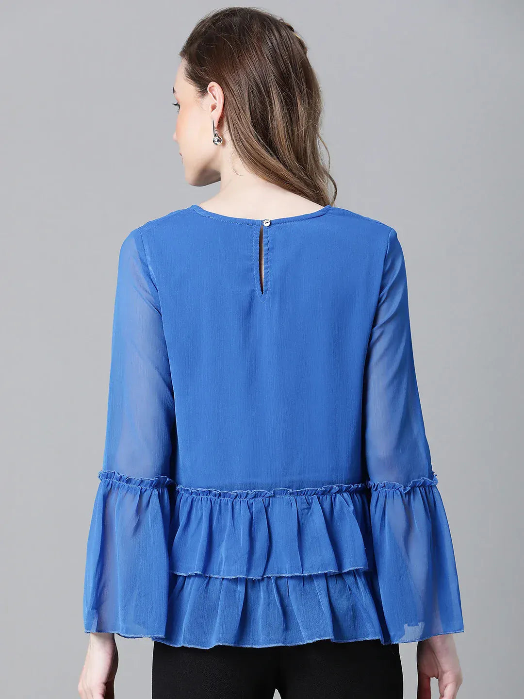 Women Blue Embroidered Top