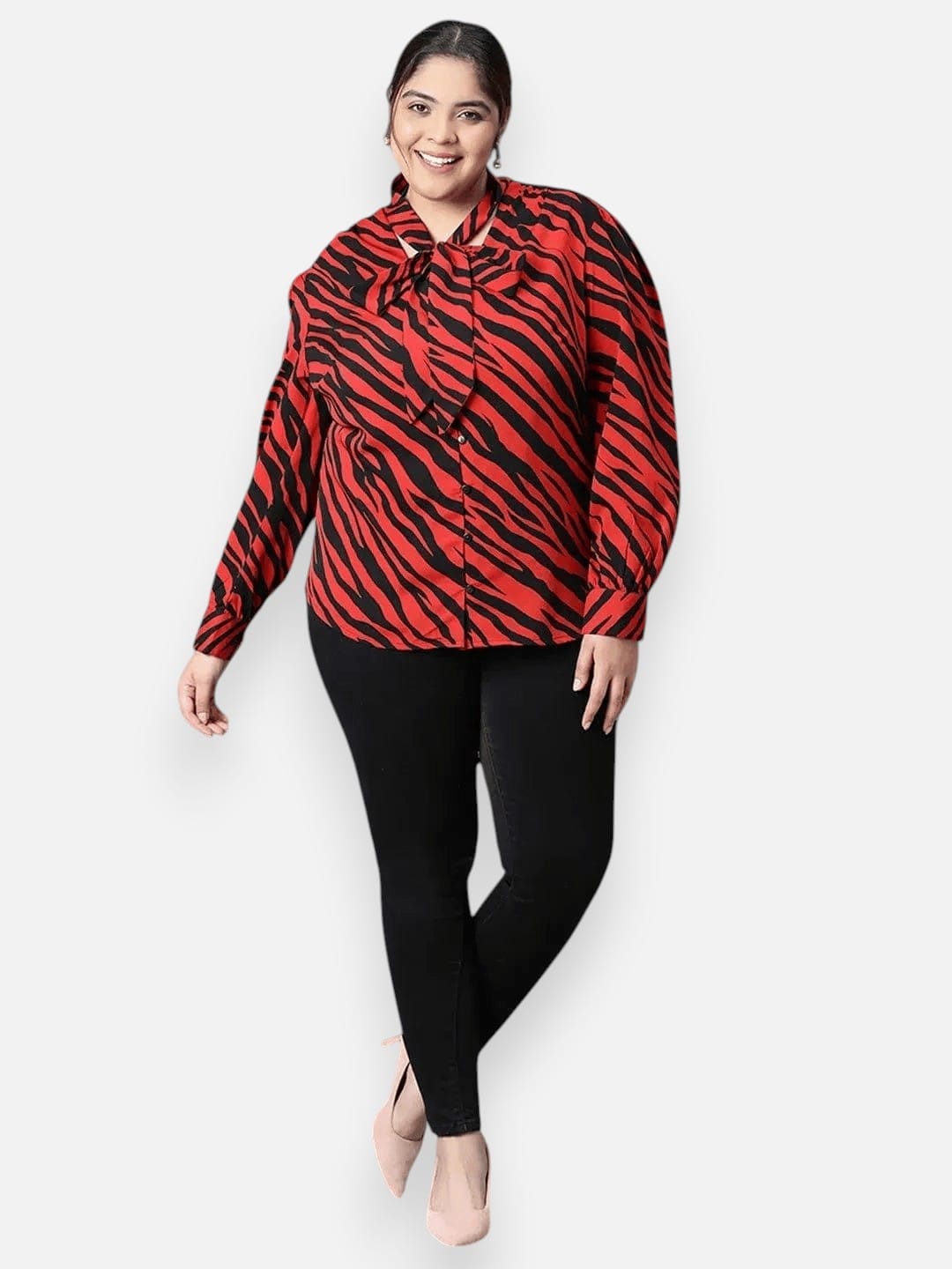 Plus Size Red Animal Print Top