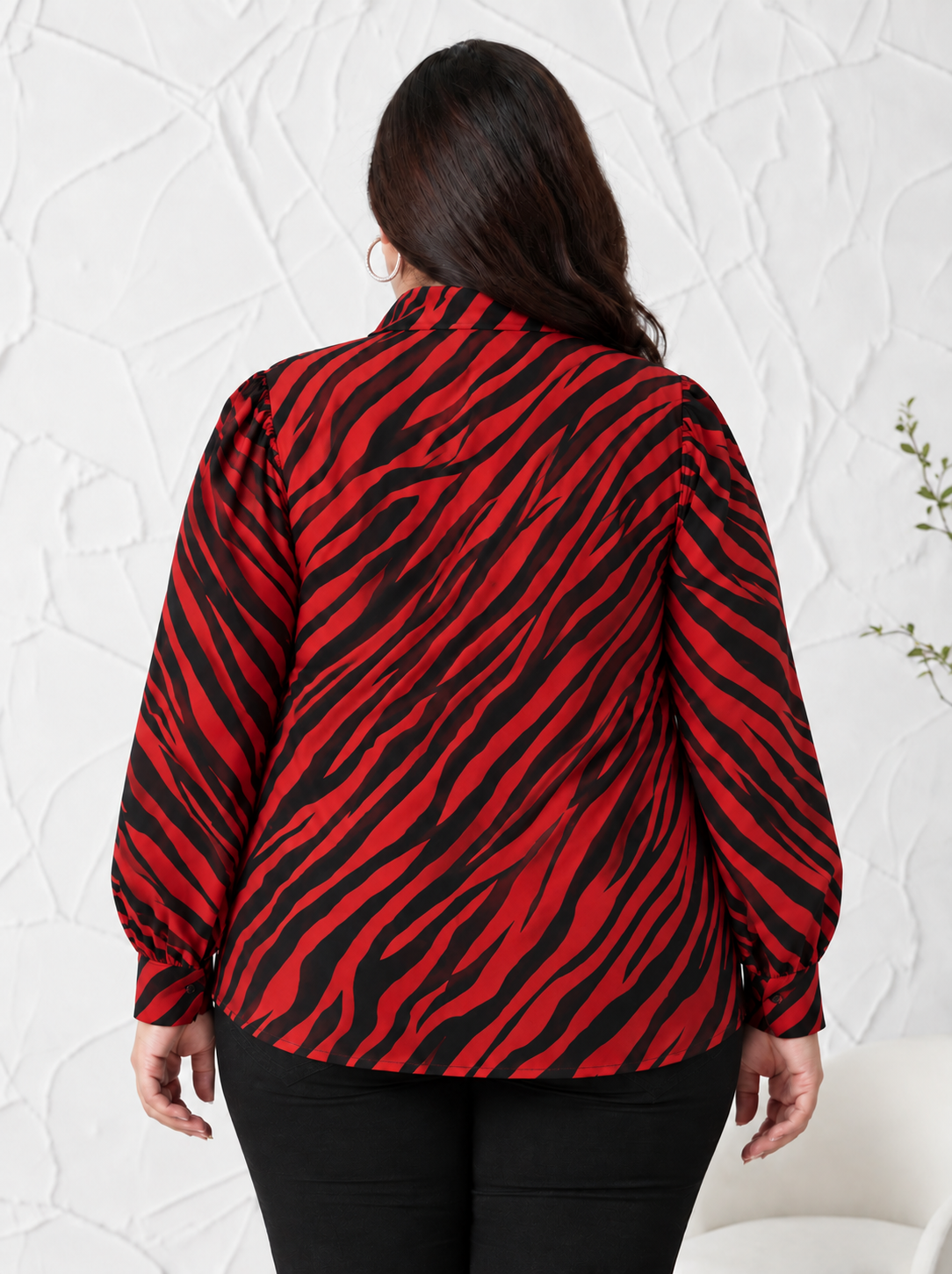 Plus Size Red Animal Print Top
