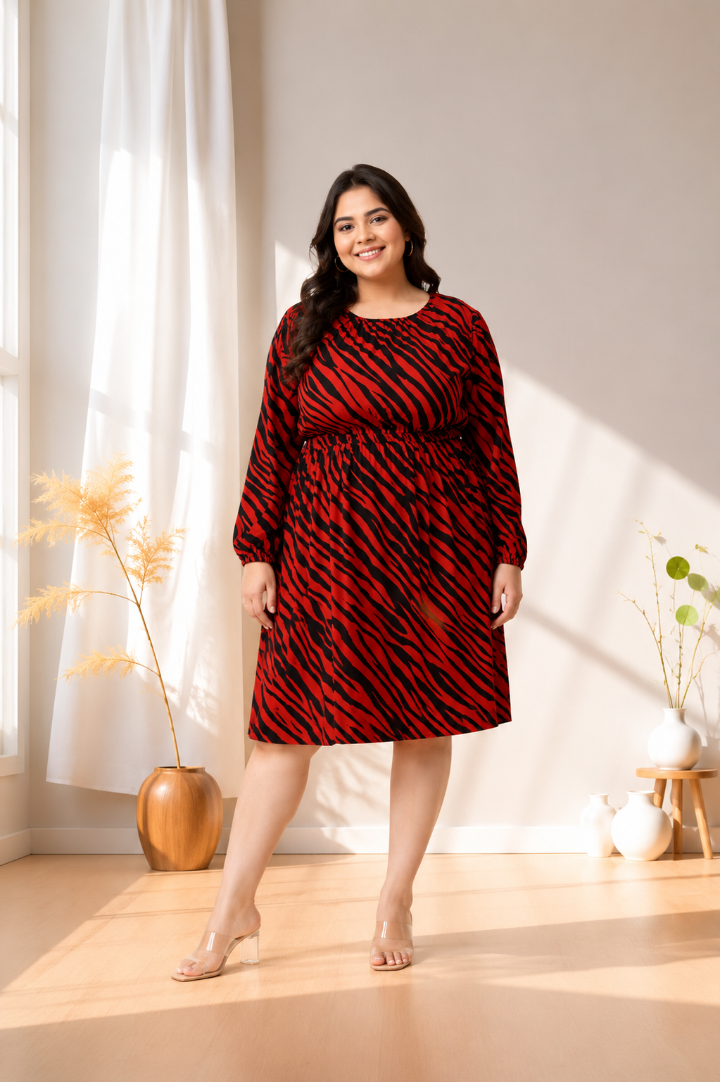 Plus Size Red Zebra Print Dress