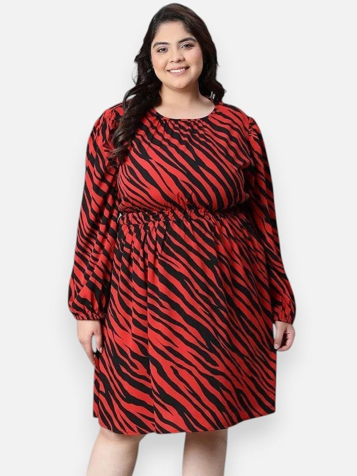 Plus Size Red Zebra Print Dress