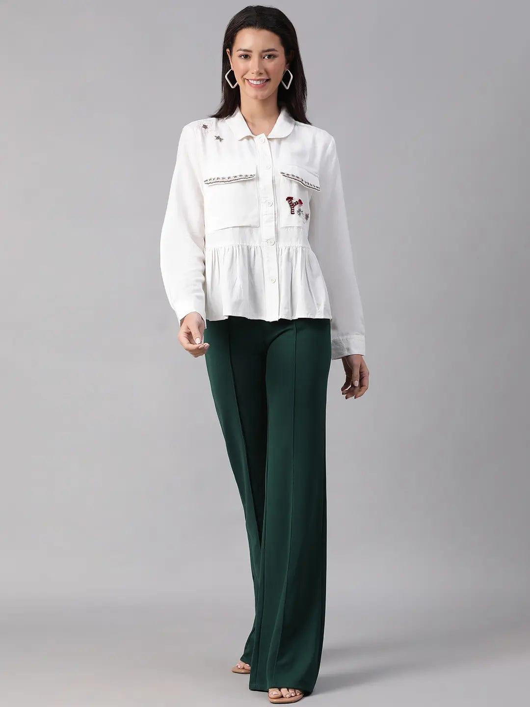 Women's White Floral Cotton Jacket