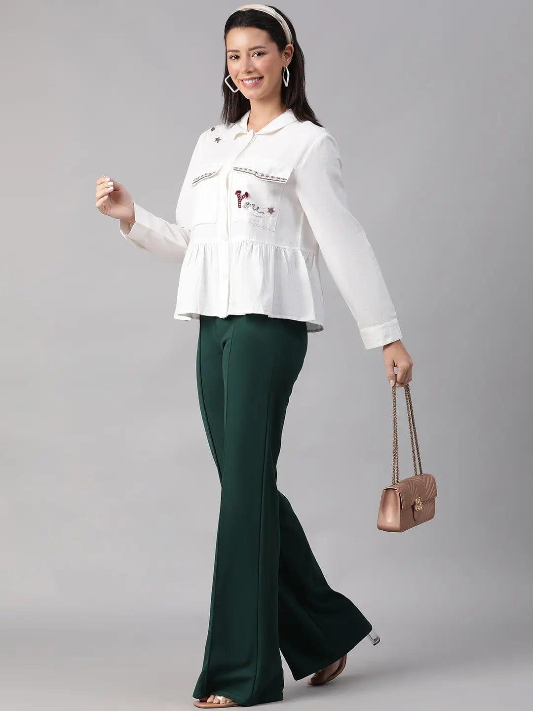 Women's White Floral Cotton Jacket