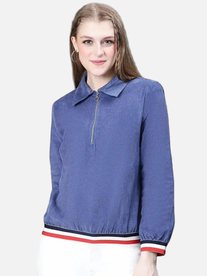 Women Blue Bomber Jacket