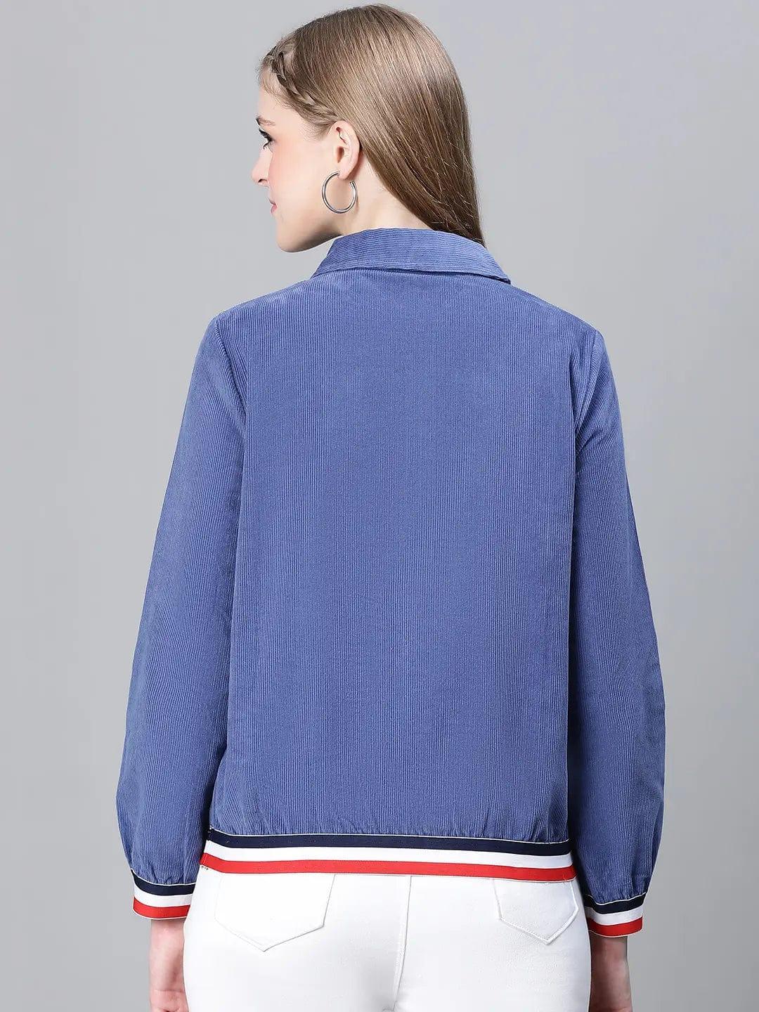 Women Blue Bomber Jacket