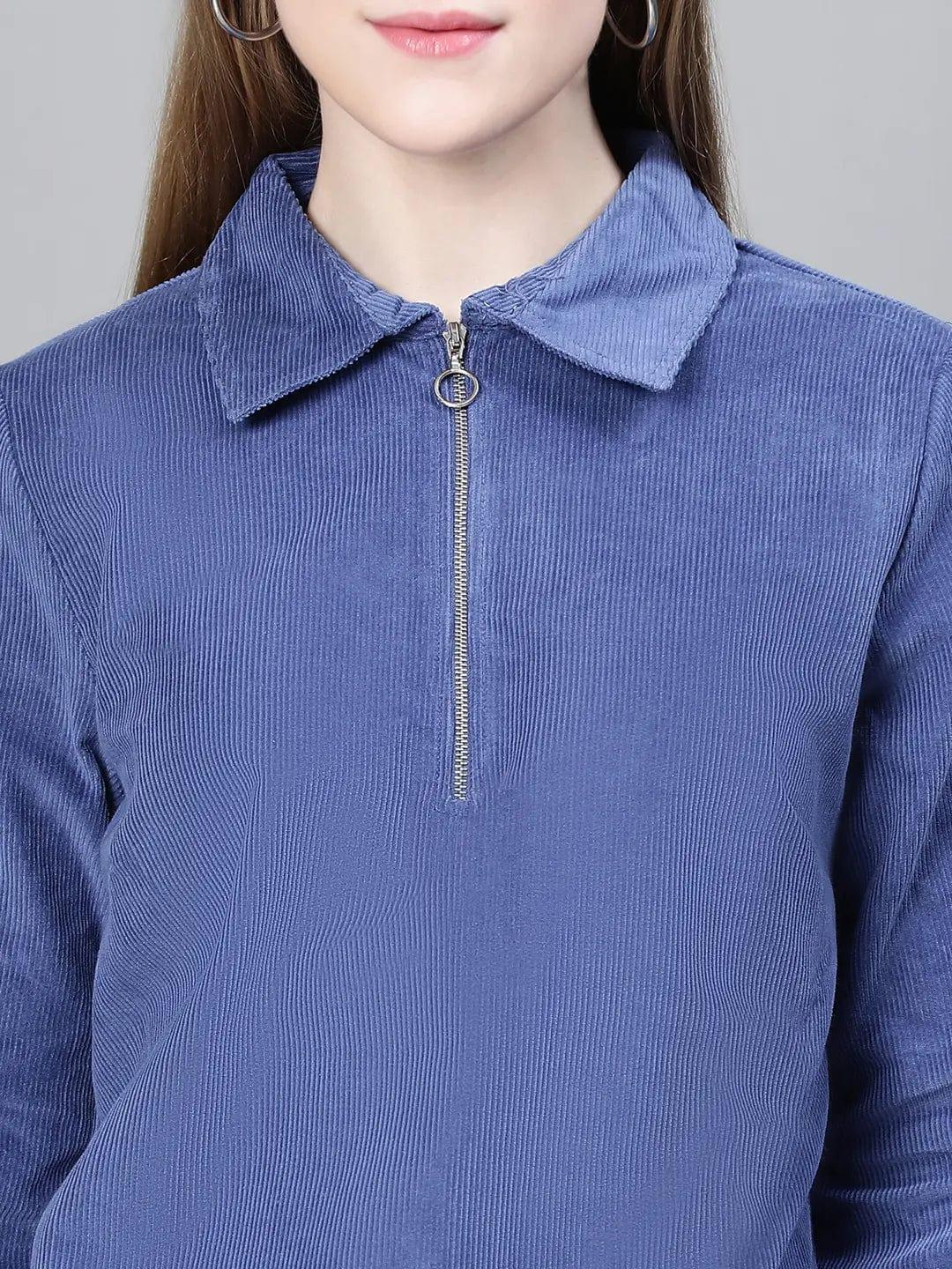 Women Blue Bomber Jacket